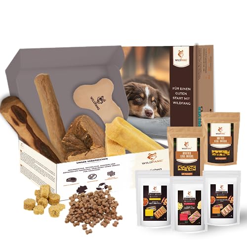 Welpen Paket XXL Willkommen Liebling Welpe - kleine Hunde | Starterset für Welpen, getreidefreie Snacks, Käsesnacks, Lederknochen, Kaustab aus Olivenholz, Kaffeeholz, Yak Cheese, Kauwurzel