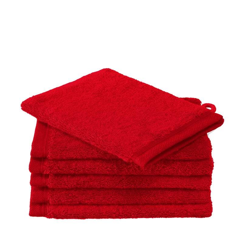 De Witte Lietaer Contessa Lot de 6 gants de toilette en coton Rouge écarlate 16 x 22 cm