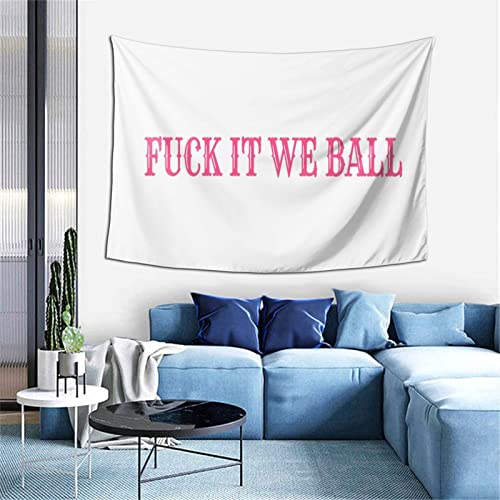 Gymini TAPESTRY White Light Pink Fuck It We Ball Tapestry Wall Art For Living Room Bedroom Home Decor Banner 60X40 Inches Tapestries thumb #1