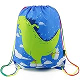 Dinosaur Drawstring Backpack Bag for Kids Boys Girls Teens, Gift String Bag Gym Cinch Sack for School and Party