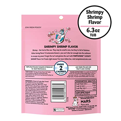 TEMPTATIONS Classic Crunchy and Soft Cat Treats Shrimpy Shrimp Flavor, 6.3 oz. Pouch - Image 3