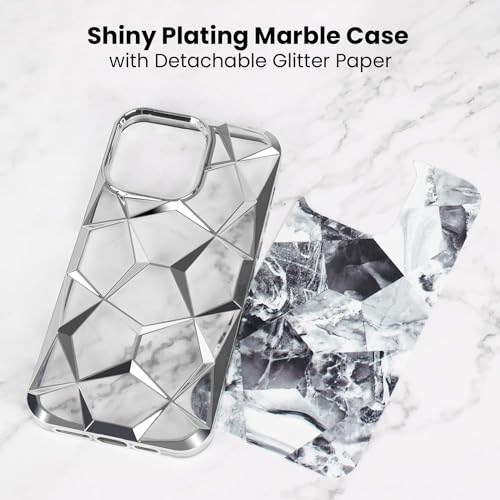 Image of COVERLY for iPhone 15 Pro Max 3D Diamond Glitter Sparkle Case,Full Protective Luxury Splash Bling Back Case Pastel Colorful Fashion Aesthetic Cover for Apple iPhone 15 Pro Max (Shinny Silver)
