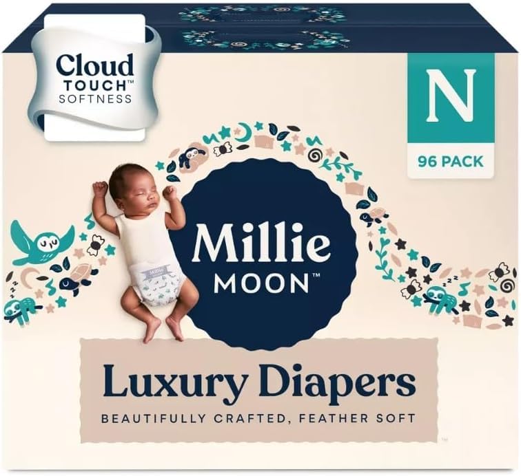 Image of Millie Moon Luxury Diapers - Size N (96 Count), White