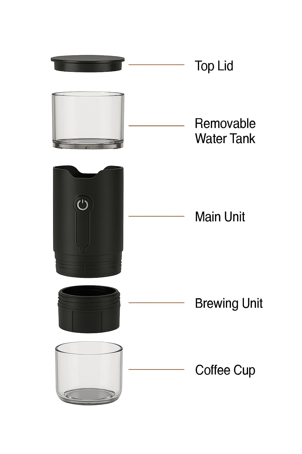 Genérico Cafetera Portátil Automática, Compacta para Viaje, Oficina y Camping, Compatible con Cápsulas y Café Molido, con Filtro Reutilizable
