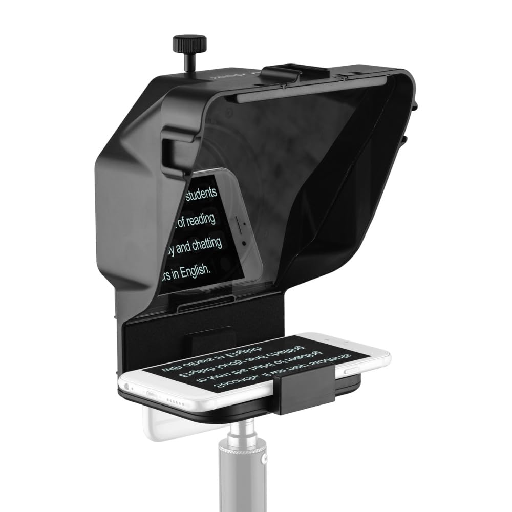 Tragbarer Smartphone Teleprompter Prompter mit Telefonhalter Adapter Fernbedienung für Videoaufnahmen Live Streaming Interview Präsentation Bühnensprache