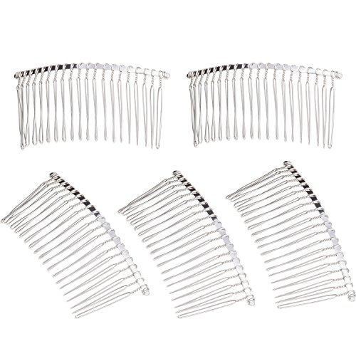 5 Pieces 20 Teeth Hair Clip Combs Metal Wire Hair Combs Wire Twist Bridal Wedding Veil Combs(Silver)