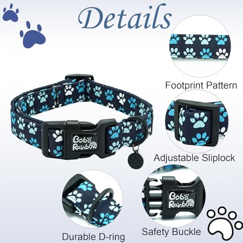 Image of Dog Collar-Cute Footprint Adjustable Pet Collars Soft Comfortable Cotton Puppy Collar Durable Gift for X-Small Dogs