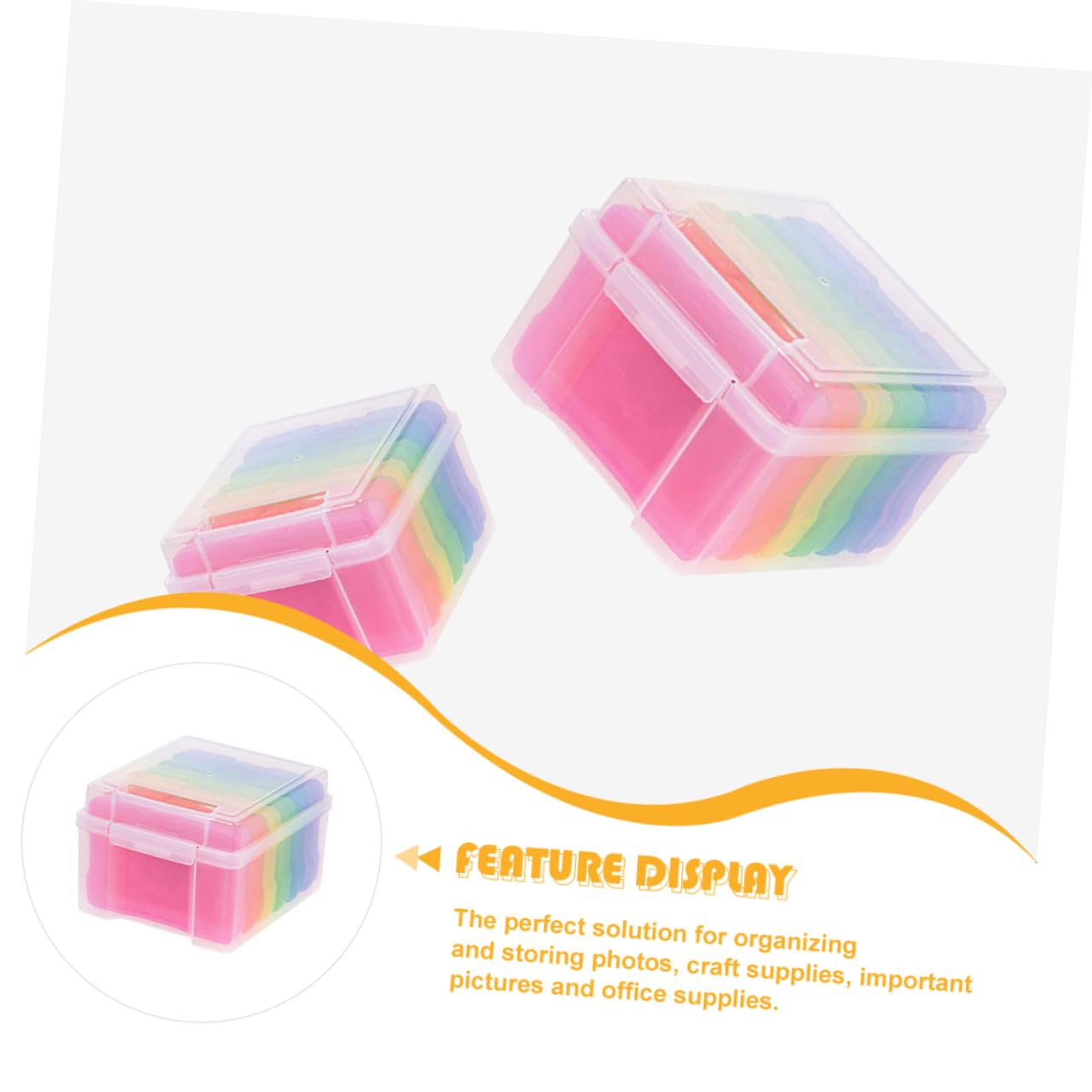 WOONEKY Fotoaufbewahrungsbox mit Trennwänden Kartensortierfach für Grußkarten und Fotos Transparente Kunststoffbox 6 Stück