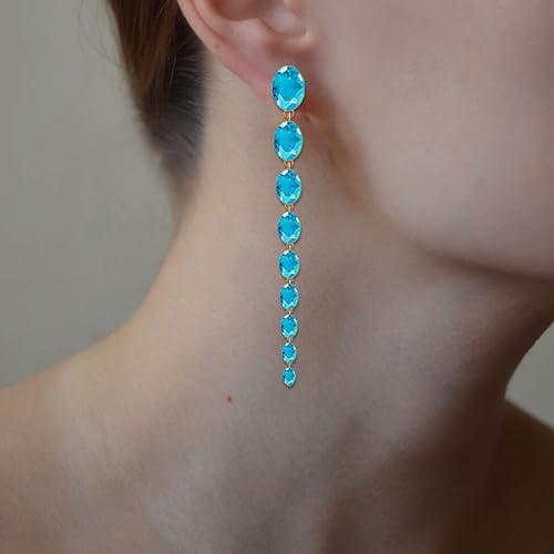 Miniatura 2 de Aretes de borla de diamantes de imitación de plata, aretes largos de borla bohemia, aretes de araña para boda y baile de graduación