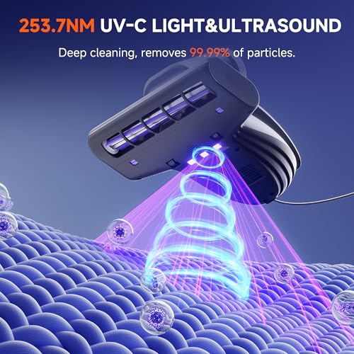 Image of uwant 18Kpa Mattress Vacuum Cleaner 60000RPM Tap Bed Vacuum Set of 1 | 253.7Uv-C Light and Ultrasonic Bed Vacuum, 149℉ Hot Air, HEPA Filter, Metal Roller Mattress Vacuum for Sofa, Couch