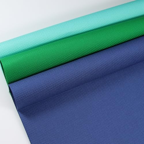 Image of KCS 3 pc of 12 inch x 18 inch (30cmx45cm) 14CT Counted Cotton Aida Cloth Cross Stitch Fabric (Green+Sea Green+Jeans Blue)