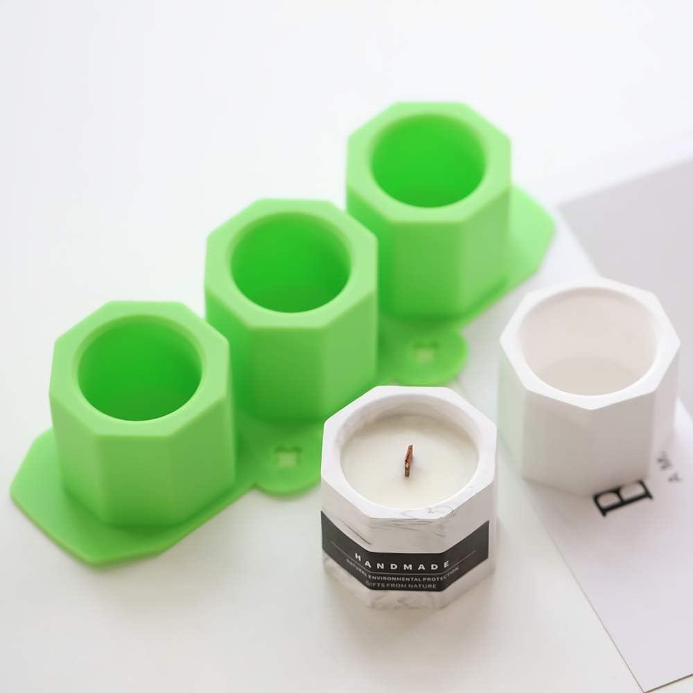 Pack of 3 in 1 Pot Mould Succulent Plants Planter Pot Mould Concrete Cement Plaster Moulds, Candle Holder Mold (Random Color).-image-19