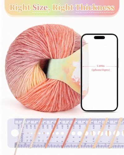 Image of Coopay Yarn for Crocheting Knitting, Gradient Cake Yarns, 2 x 3.53oz - 240yds - 50% Cotton 50% Acrylic Ombre Yarns, Crochet Yarn for Blankets, Shawls, Scarves (115 Sunset)