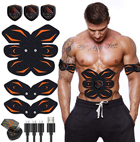 UMATE Abs Stimulator 6 Modes 9 Levels EMS Muscle Stimulator ab Stimulator，Muscle Toner Workout Exercise Equipment for Men Women Fitness Abdominal Training Equipment