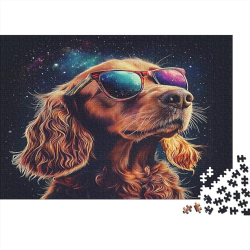 Perro Guay con Gafas de Sol Puzzle de 1000 Piezas Papel para Adultos Estilo Ilustración Puzzle para Toda la Familia Relajación Decoración Regalo 52x38cm/1000pcs