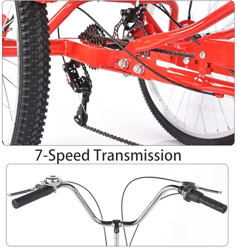 Triciclo para adultos de 7 velocidades, triciclos para adultos, bicicletas de tres ruedas de 20/24 pulgadas con cesta y asiento para niños, triciclo para paseo, compras y ejercicio miniatura 5