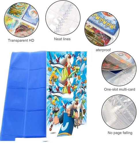 Image of Cards Binder, Trading Cards Collector Album Cartoon Prints Cards Binder Cards Pack Bag Gift for Kids Boys Mix All Range Album (208 Pocket)