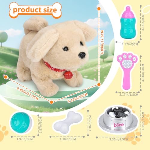 Hund Spielzeug Kinder Mit Leine Der Läuft und Bellt,Elektronisches Haustier Hund Spielzeug ,Dog Spiel Interaktiver Laufender Hund mit Gehen, Bellen, Schwanzwedeln für Kinder Junge Mädchen 2 3 4 Jahre