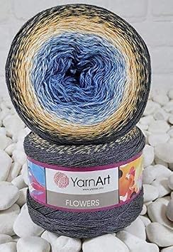 Yarn Art YarnArt Flowers Yarn 55% Cotton 45% Acrylic 250gr 1094yds Multicolor Cotton Yarn Rainbow Crochet Yarn Spring Summer - 1 Fine Sport Skein 287