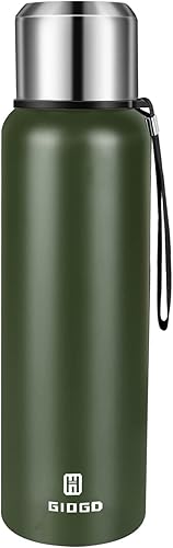 Botella térmica aislada al vacío de 50 onzas con tapa de taza a prueba de fugas botella de agua inoxidable para café caliente y bebida fría verde Botella térmica aislada al vacío de 50 onzas con tapa de taza a prueba de fugas botella de agua inoxidable para café caliente y bebida fría verde