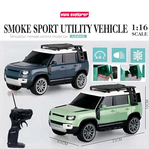 Image of MiniExplorer SUV Defender Remote Control RC Car with Real Smoke | High Speed Racing Toy with LED Lights | Rechargeable Battery | Fully Functional RC Vehicle for Kids Boys & Girls