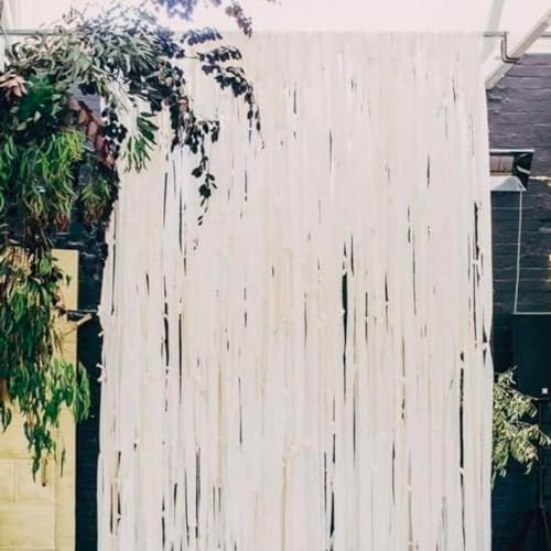 Image of PartyWoo White Crepe Paper Streamers 8 Rolls 656 ft Pack of Metallic Pearl White Crepe Paper Rolls for Graduation Wedding Baby Shower Gender Reveal Birthday Party Decorations (1.8 Inch x 82 Ft /Rolls)