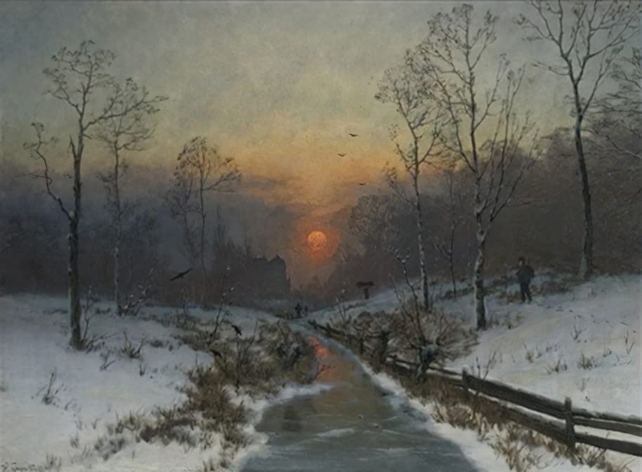 Toile paysage d'hiver Heinrich Gogarten pour grand mur vide