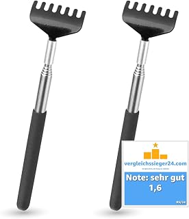 TK Gruppe Timo Klingler Pack of 2 Back Scratches - Stable and Extendable - Telescopic Rod with Wide Scratching Handle for Itching - Massager as Back Clipper