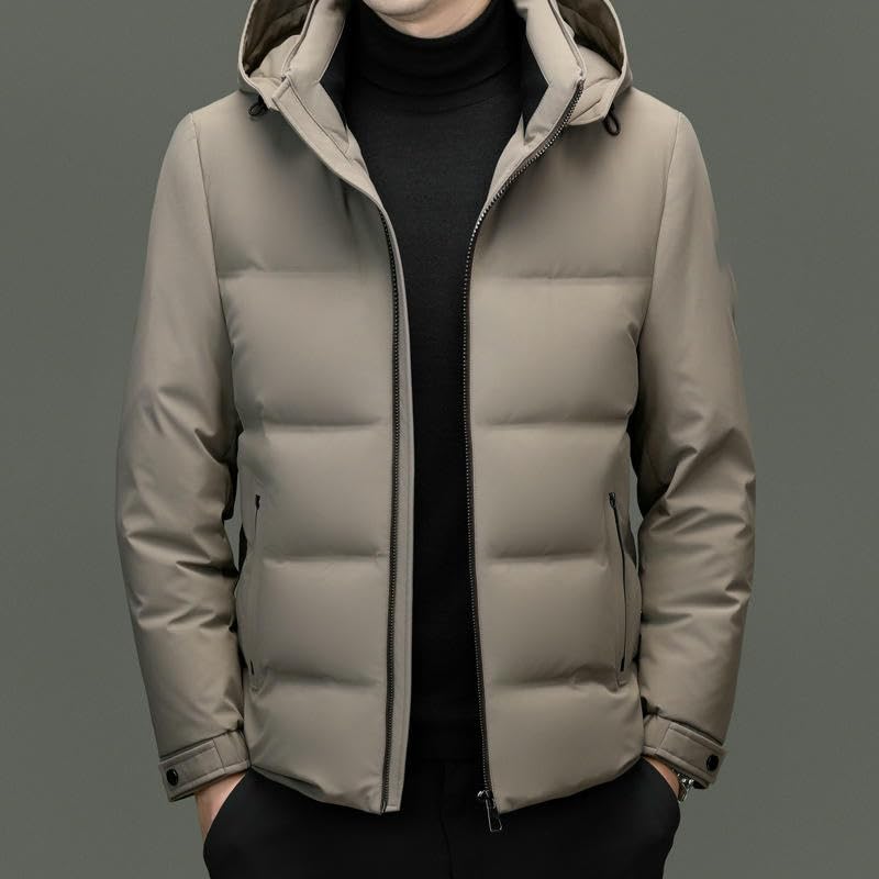 Chaqueta de plumón sofisticada con acabado en color liso para hombre de mediana edad 6