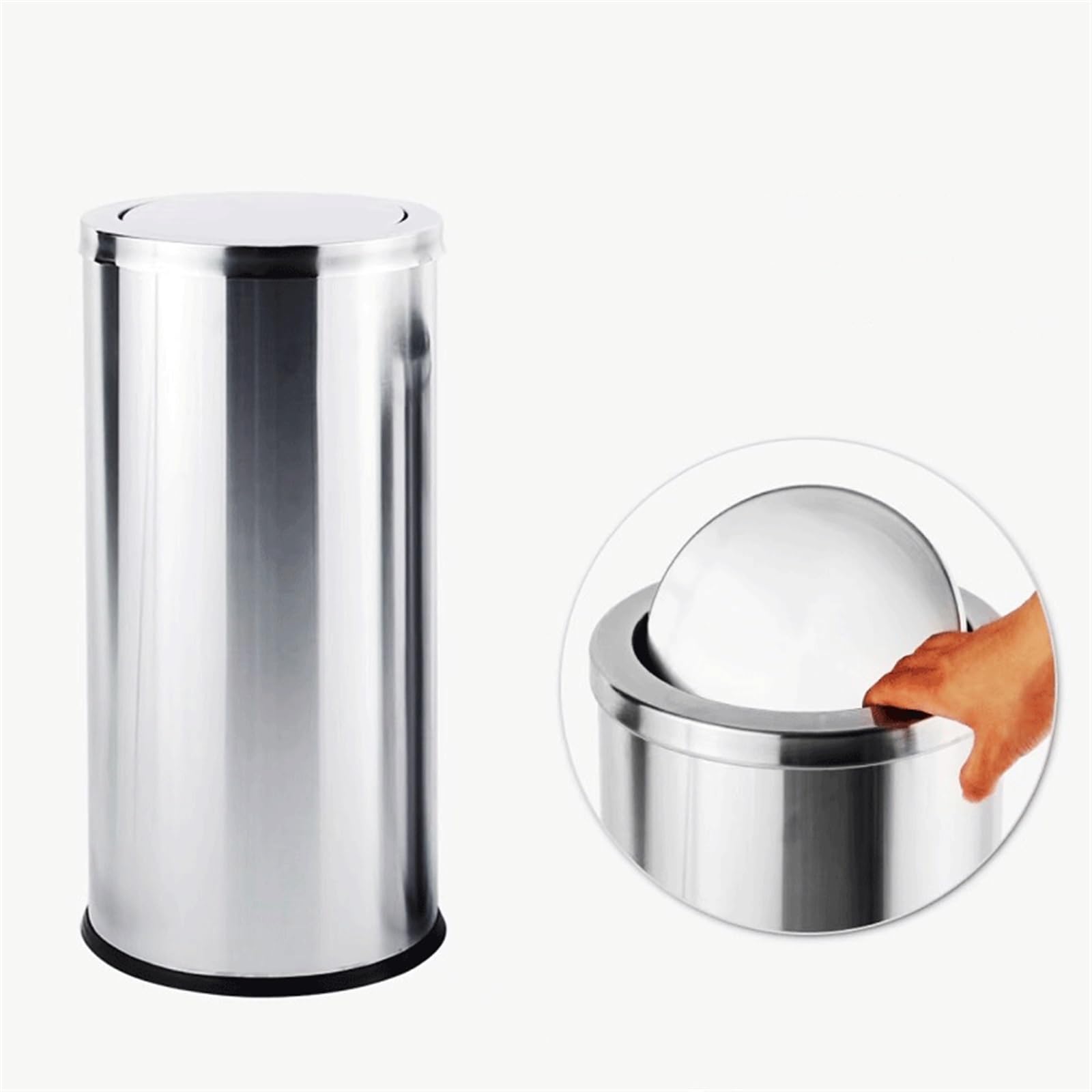 Poubelle, Poubelle en acier inoxydable 15L/25L/50L, extincteur de fumée, poubelle de cuisine ouverte à moitié supérieure en argent, corbeille à papier for le bureau à domicile ,Poubelles intérieures(X