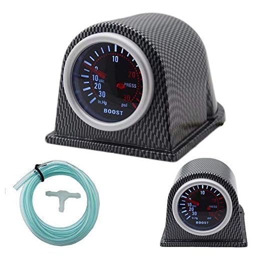 2 Inch (52mm) LED Digital Turbo Boost Pressure Pointer Gauge Meter Smoked Dials 30Psi POB