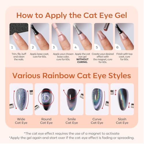 Image of modelones Cat Eye Fall Gel Nail Polish, 15 ML Glitter 9D Holographic Magnetic Halloween Nail Polish with Magnet Soak Off U V Orange Gel Polish Shimmer Autumn Nail Art Top Coat Manicure Salon DIY