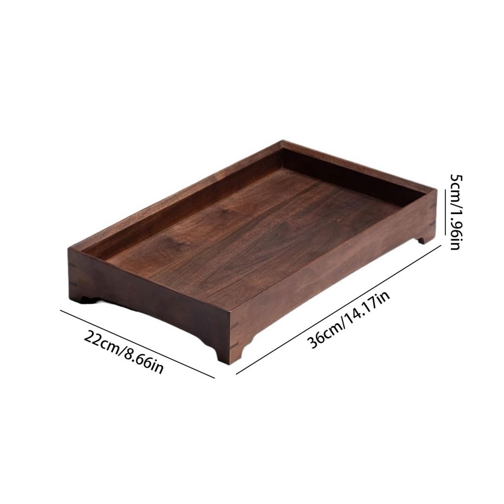 Bandeja de madera maciza para servir, elegante bandeja de té para el hogar, juego de té y almacenamiento de tazas de té, perfecto para decoración de sala de estar y cocina