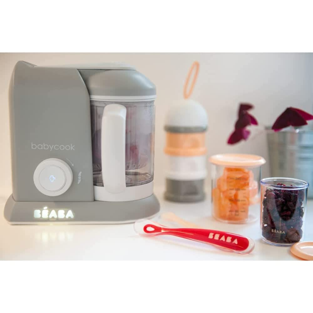 Béaba – Babycook Solo – 4-in-1 Babynahrungszubereiter – Mixen, Aufwärmen und Dampfgaren– Schnelles Dampfgaren – Hausmannskost für Babys und Kleinkinder – Abwechslungsreiche Ernährung für Ihr Baby–grau