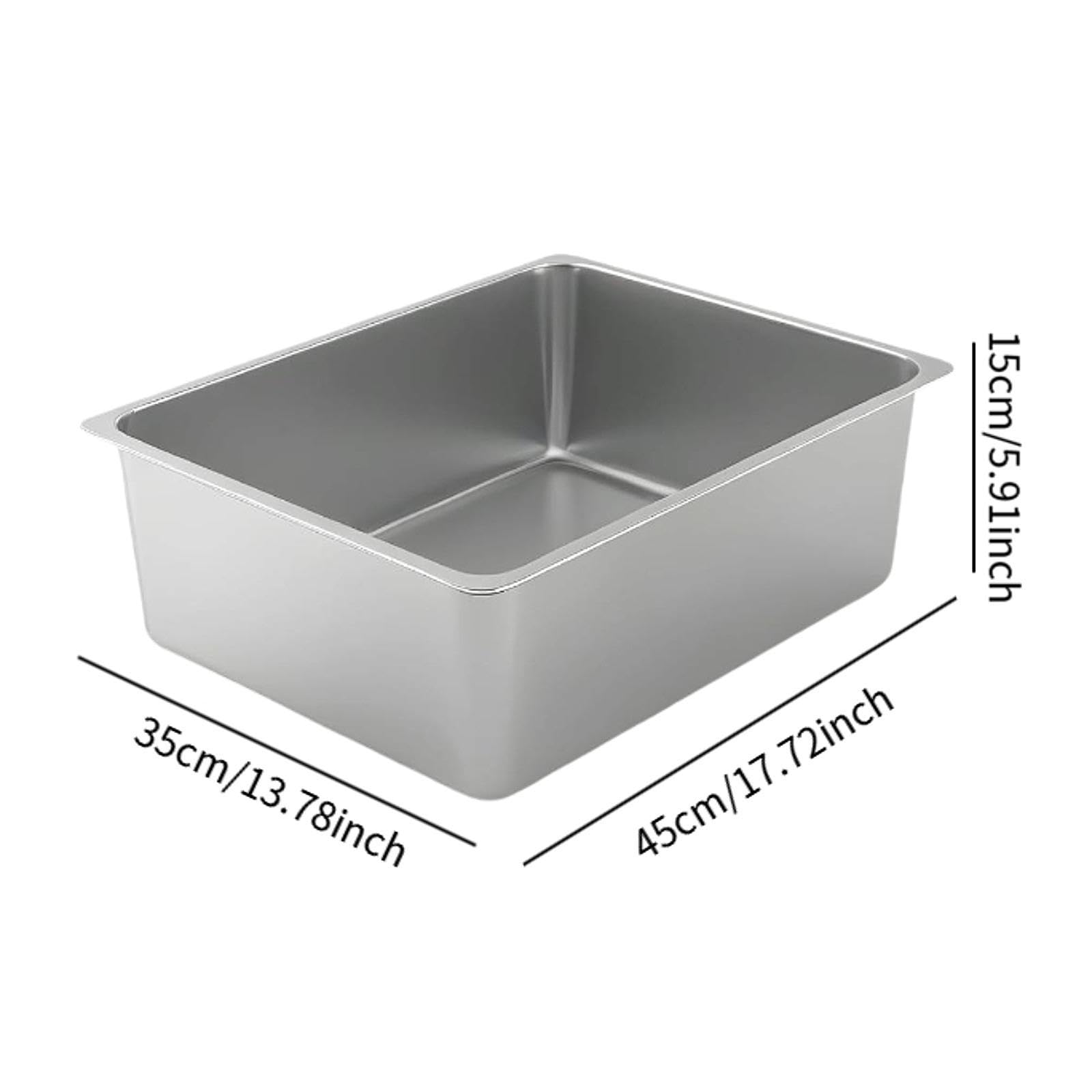 Katzenstreu Schale Offene Katzentoilette Metallschale mit Hohen Seiten Spritzschutz Funktion Siefendeckel Zweck rutschfest für Katzen Kaninchen Hamste, 45cmx35cmx15cm