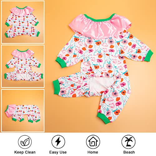 Image of LovinPet Large Dogs Clothes, Large Pajamas, Anti Licking Dog Recovery Suit, Lightweight Fashion Hill Flowers Red, Pink, Green Prints Dog Clothing, UV Protection, Easy Wearing Jumpsuit L