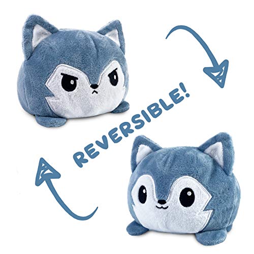 Teeturtle - The Original Reversible Wolf Plushie - Gray - Cute Sensory Fidget Stuffed Animals That Show Your Mood #TOP2