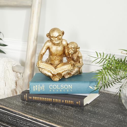 Escultura Decorativa Mono Polystone Dorada 9x6x7 pulgadas miniatura 5