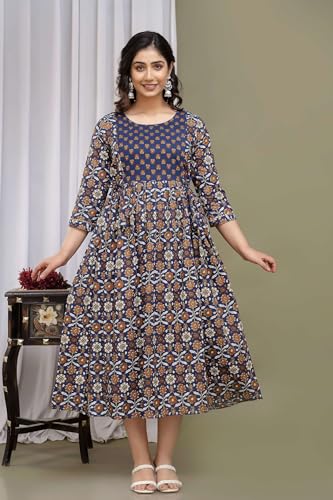Image of Maternity Feeding Kurtis for Women Cotton - Zip Access Nursing Dress | Comfortable Pregnancy Wear | Stylish Feeding Kurti | Soft Cotton Maternity Dresses for Womens
