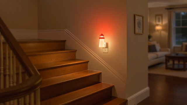 Image of JandCase Night Lights Plug into Wall, 3D Printed Beacon Night Light | 3000K Plug in Nightlight with Dusk to Dawn Sensor, 0-100LM Adjustable Brightness for Rooms Bathroom Hallway