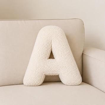 English Letter Plush Pillow,Soft Letter Hugging Throw Pillows, Cute A to Z Initial Letter Pillow Alphabet Cushion for Living Room Sofa Couch Bed Car Decoration A