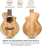 Concert Ukulele 23 inch UKS-2, 4 Strings Ukeleles For Beginners, Sapele Hawaiian Ukele with Ukulele Case and Ukele String Set (Spalted Maple Glossy)