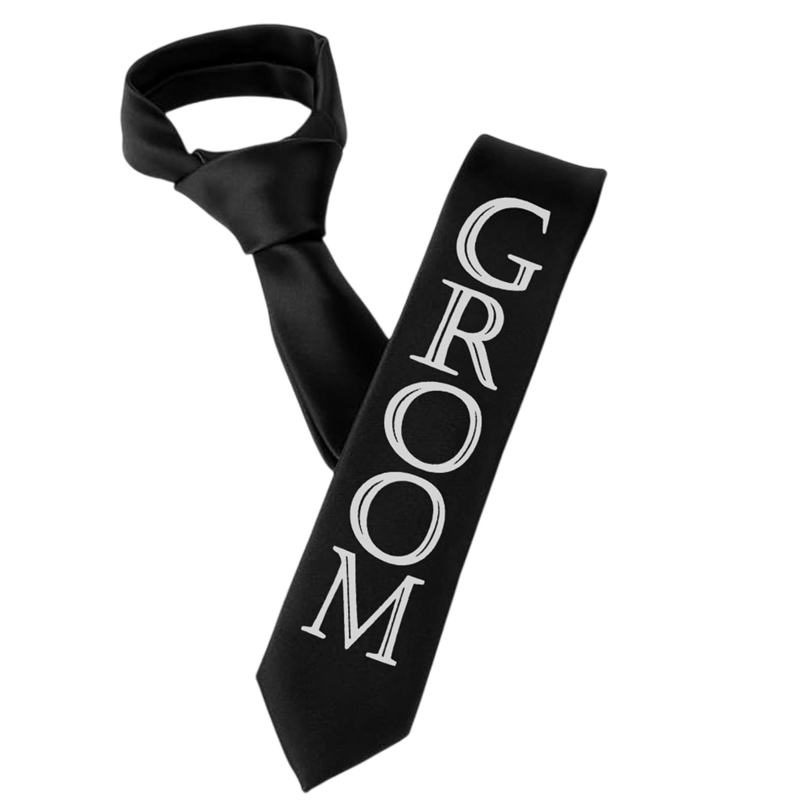 MICFENY Groom Letter Print Necktie For Wedding Party Groomsmen And Special Occasion Bachelor Party Dressingup Tie Neckwear
