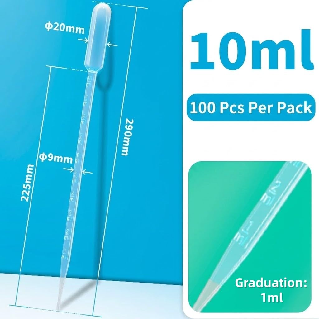 Lot 100 Pipettes Pasteur Graduées en Plastique PE-10ml