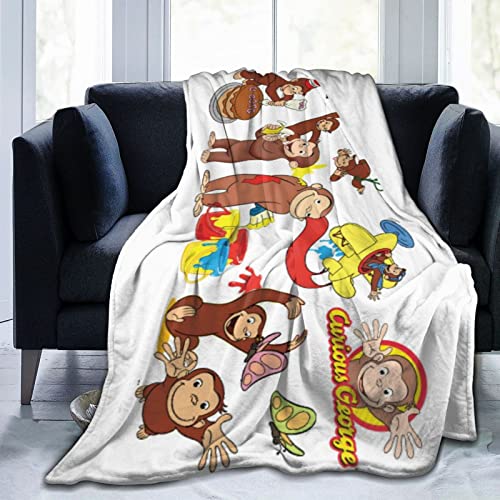 毛布 おさるのジョージ Curious George アニメ 軽量 ブランケット フランネル 洗える 静電気防止 暖かい 柔らかい ふわふわ 四季適用 100x125cm