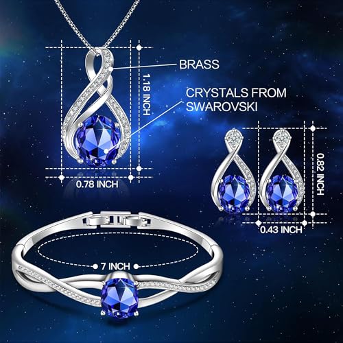 Charming Crystal Jewelry Sets For Women 18K White Gold Plating Bracelet Necklace And Earrings Sets For Wife Girlfriend Or Mothers Idea Gift For Mother's day - Image 4
