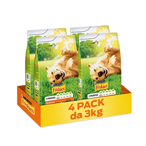 PURINA FRISKIES 5 Promesse Crocchette per Cani Adulti con Pollo e Verdure 4 Sacchi da 3kg