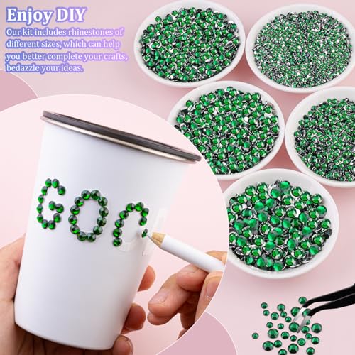 Image of 30000Pcs Resin Rhinestones for Bedazzling with Tweezers, Emerald Green Rhinestones for Crafting with B7000 Jewelry Glue for DIY Crafts Clothing Tumblers Shoes Fabric Nail Art
