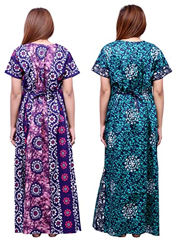 Image of Feeding Nighty in Fine Cotton 2 Side Zips for Feeding Purpose & Neck Buttons for Easy Wearing Soft Cotton Maternity Nighty for Women Feeding Combo Feeding Nighty for Women Cotton Combo of 2Pcs