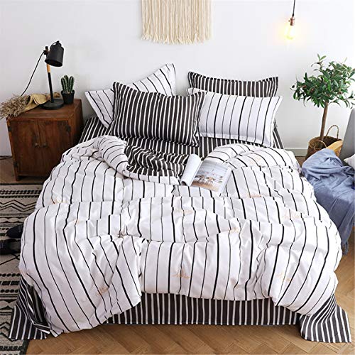 FANSU Parure de Lit Housse de Couette 4 pcs Microfibre Home Chambre à Coucher Drap de lit Ensemble Taies d'oreiller Hypoallergique Élégant Classique...
